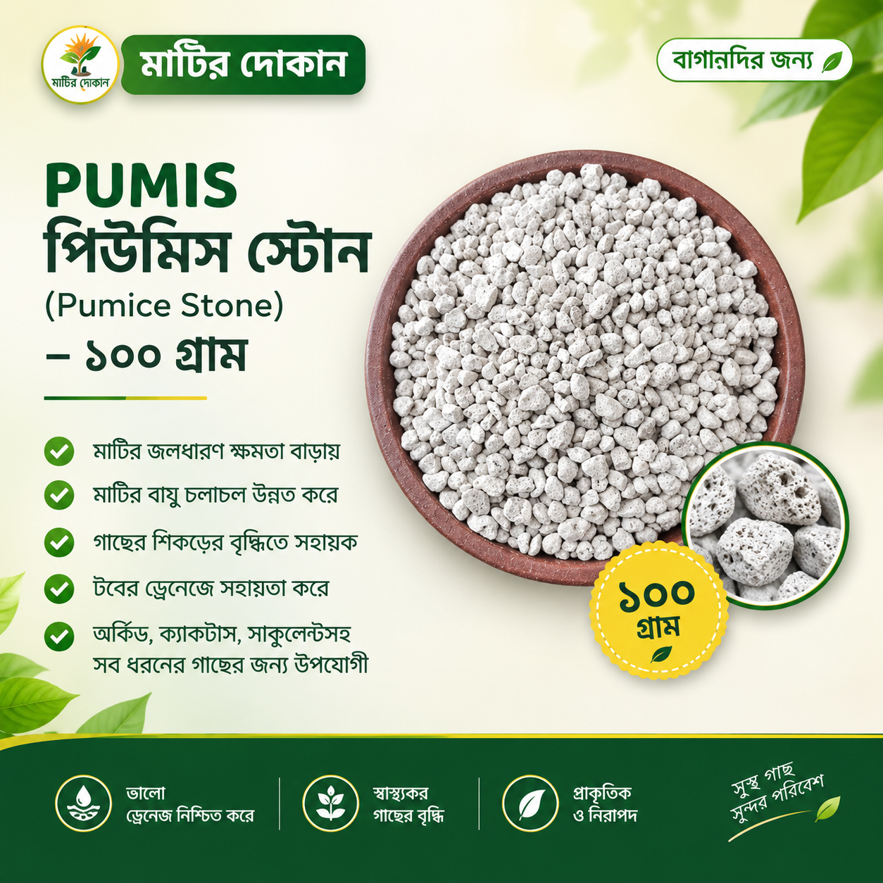 পিউমিস স্টোন (Pumice Stone) – ১০০ গ্রাম