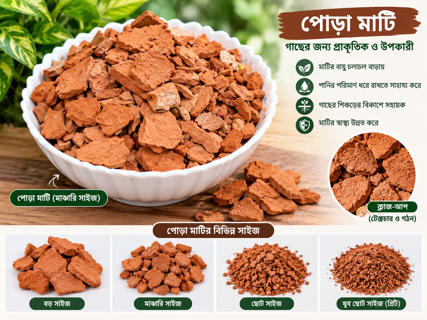 পোড়া মাটি (Burnt Clay) – গার্ডেনিং মিডিয়া